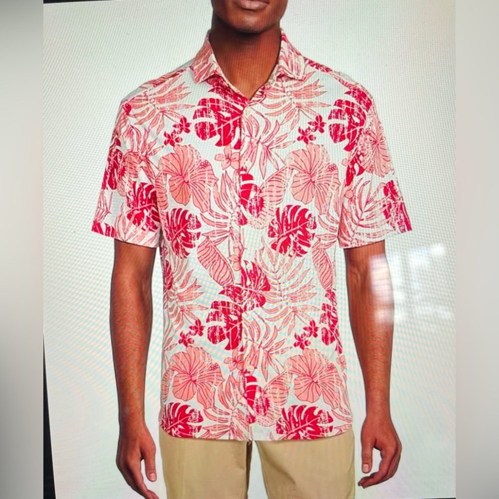 Cremieux Blue Label Sunset Tropical Skies Printed Short Sleeve Shirt NWT